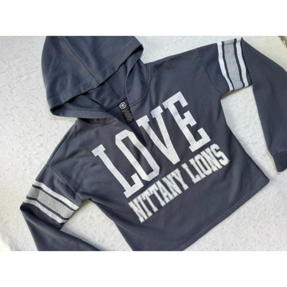 Recycled Karma Love Nittany Lions Crop Cropped Top Hoodie Sweatshirt Cute